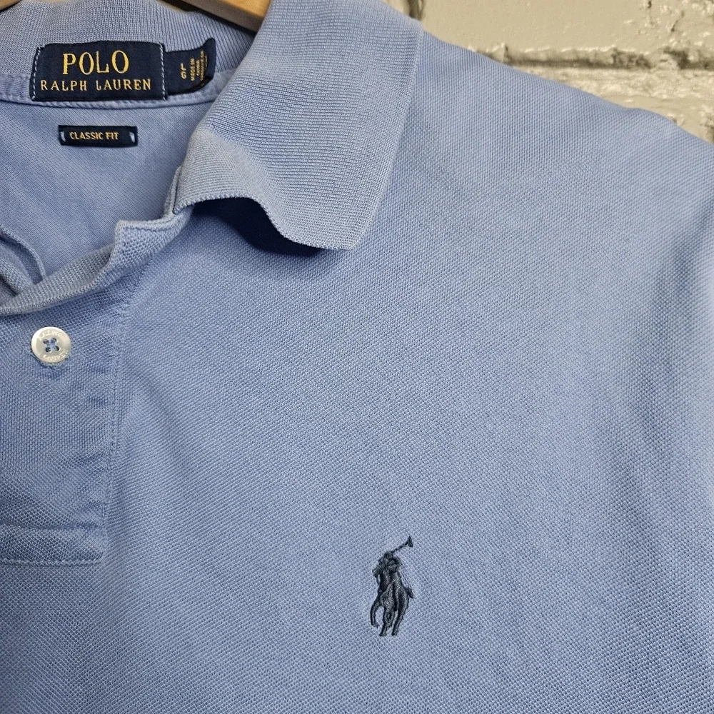 Polo Ralph Lauren Mens Shirt Large‎ Blue Classic Fit Pony Logo